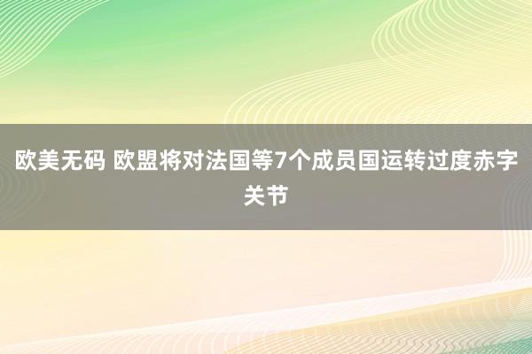 欧美无码 欧盟将对法国等7个成员国运转过度赤字关节
