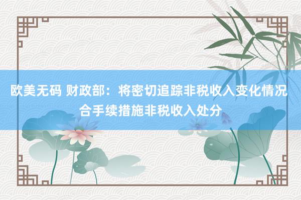 欧美无码 财政部：将密切追踪非税收入变化情况 合手续措施非税收入处分