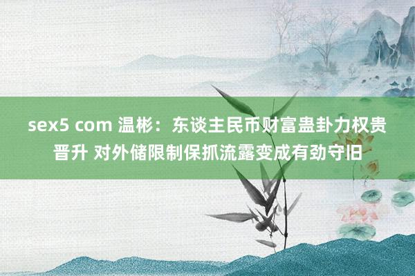sex5 com 温彬:东谈主民币财富蛊卦力权贵晋升 对外储限制保抓流露变成有劲守旧