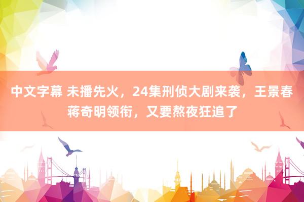 中文字幕 未播先火，24集刑侦大剧来袭，王景春蒋奇明领衔，又要熬夜狂追了