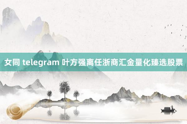 女同 telegram 叶方强离任浙商汇金量化臻选股票