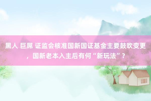 黑人 巨屌 证监会核准国新国证基金主要鼓吹变更，国新老本入主后有何“新玩法”？