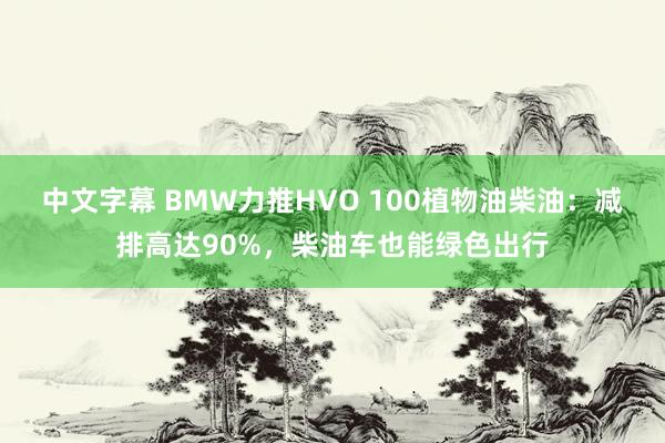 中文字幕 BMW力推HVO 100植物油柴油：减排高达90%，柴油车也能绿色出行