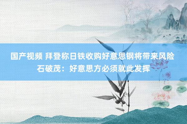 国产视频 拜登称日铁收购好意思钢将带来风险 石破茂：好意思方必须就此发挥