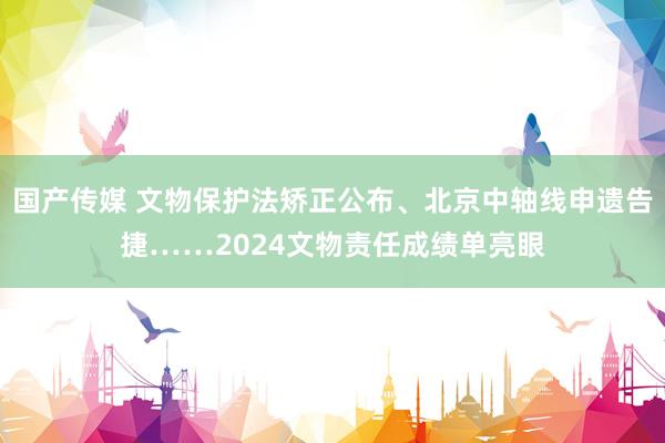 国产传媒 文物保护法矫正公布、北京中轴线申遗告捷……2024文物责任成绩单亮眼