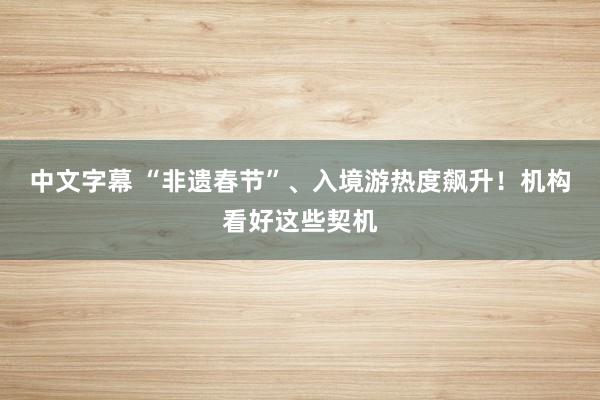 中文字幕 “非遗春节”、入境游热度飙升！机构看好这些契机