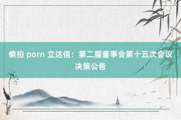 偷拍 porn 立达信：第二届董事会第十五次会议决策公告