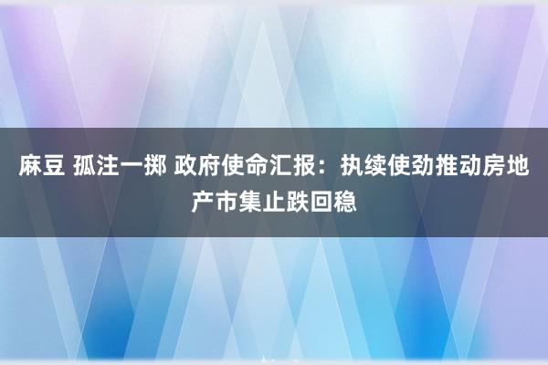 麻豆 孤注一掷 政府使命汇报：执续使劲推动房地产市集止跌回稳