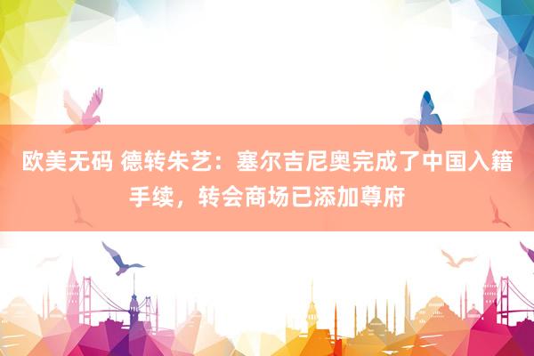 欧美无码 德转朱艺：塞尔吉尼奥完成了中国入籍手续，转会商场已添加尊府