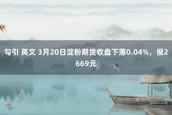 勾引 英文 3月20日淀粉期货收盘下落0.04%，报2669元