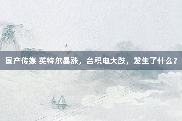 国产传媒 英特尔暴涨，台积电大跌，发生了什么？