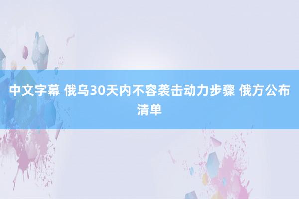 中文字幕 俄乌30天内不容袭击动力步骤 俄方公布清单