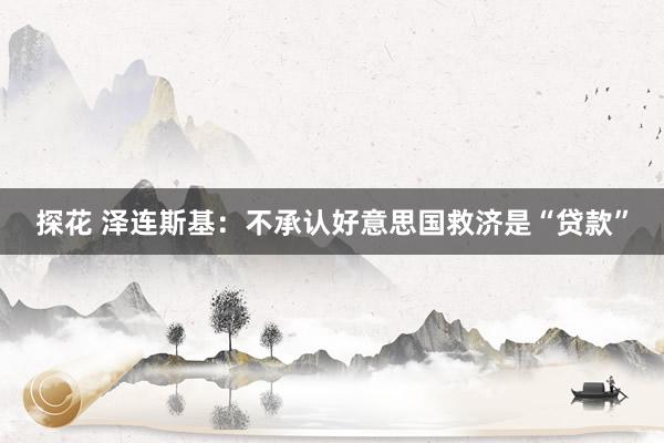 探花 泽连斯基：不承认好意思国救济是“贷款”