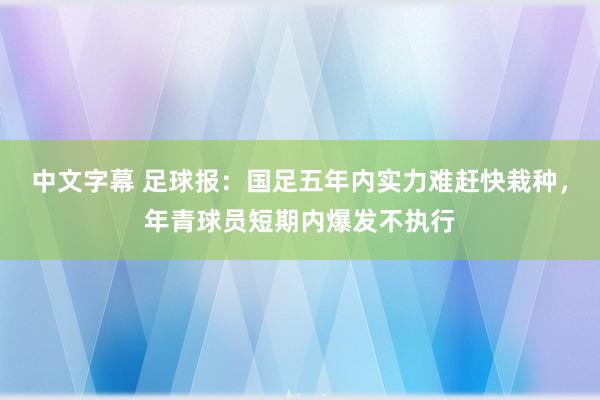 中文字幕 足球报：国足五年内实力难赶快栽种，年青球员短期内爆发不执行