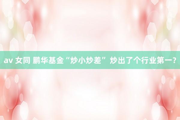 av 女同 鹏华基金“炒小炒差” 炒出了个行业第一？