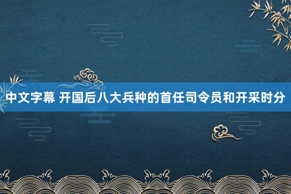 中文字幕 开国后八大兵种的首任司令员和开采时分