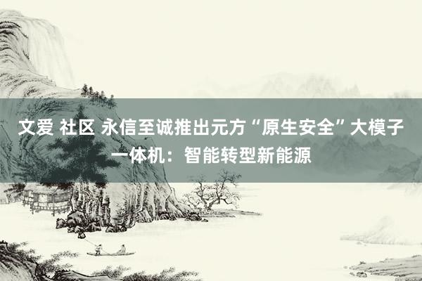 文爱 社区 永信至诚推出元方“原生安全”大模子一体机：智能转型新能源