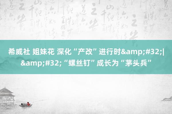 希威社 姐妹花 深化“产改”进行时&#32;|&#32;“螺丝钉”成长为“茅头兵”