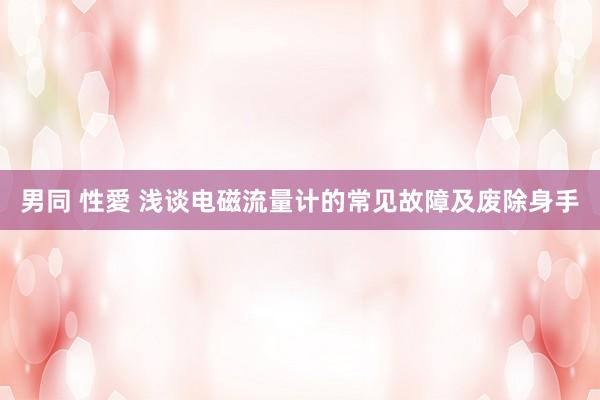 男同 性愛 浅谈电磁流量计的常见故障及废除身手