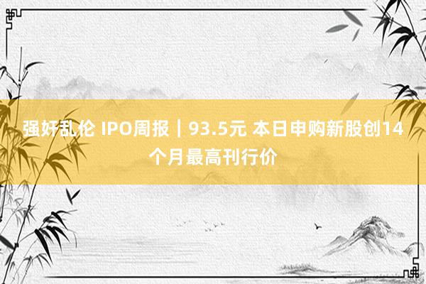 强奸乱伦 IPO周报｜93.5元 本日申购新股创14个月最高刊行价