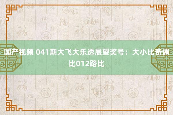 国产视频 041期大飞大乐透展望奖号：大小比奇偶比012路比