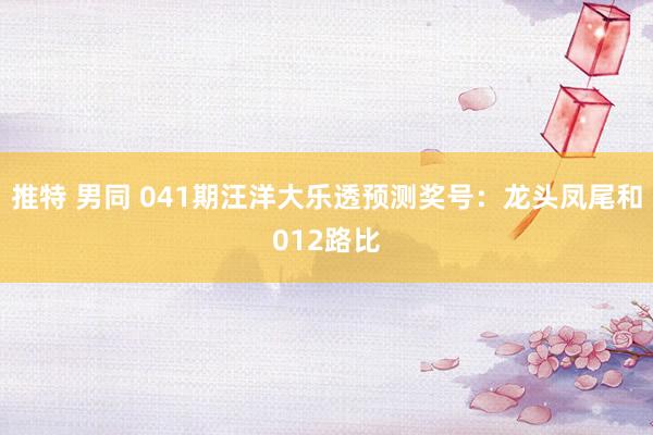 推特 男同 041期汪洋大乐透预测奖号：龙头凤尾和012路比