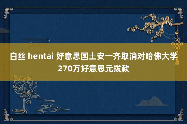 白丝 hentai 好意思国土安一齐取消对哈佛大学270万好意思元拨款