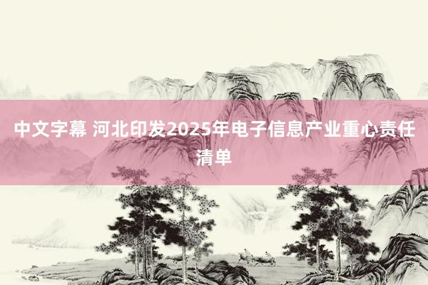 中文字幕 河北印发2025年电子信息产业重心责任清单