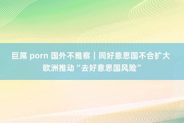 巨屌 porn 国外不雅察｜同好意思国不合扩大 欧洲推动“去好意思国风险”