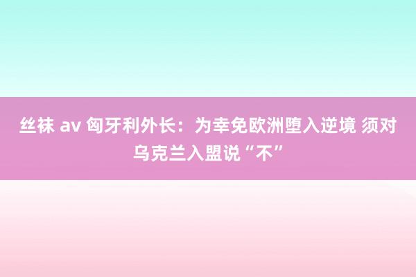 丝袜 av 匈牙利外长：为幸免欧洲堕入逆境 须对乌克兰入盟说“不”