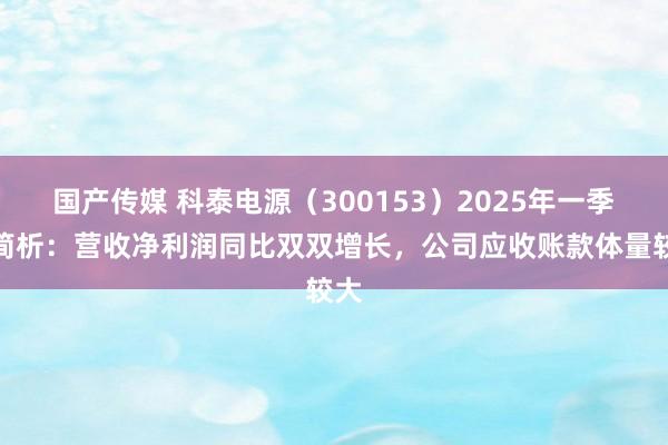国产传媒 科泰电源（300153）2025年一季报简析：营收净利润同比双双增长，公司应收账款体量较大